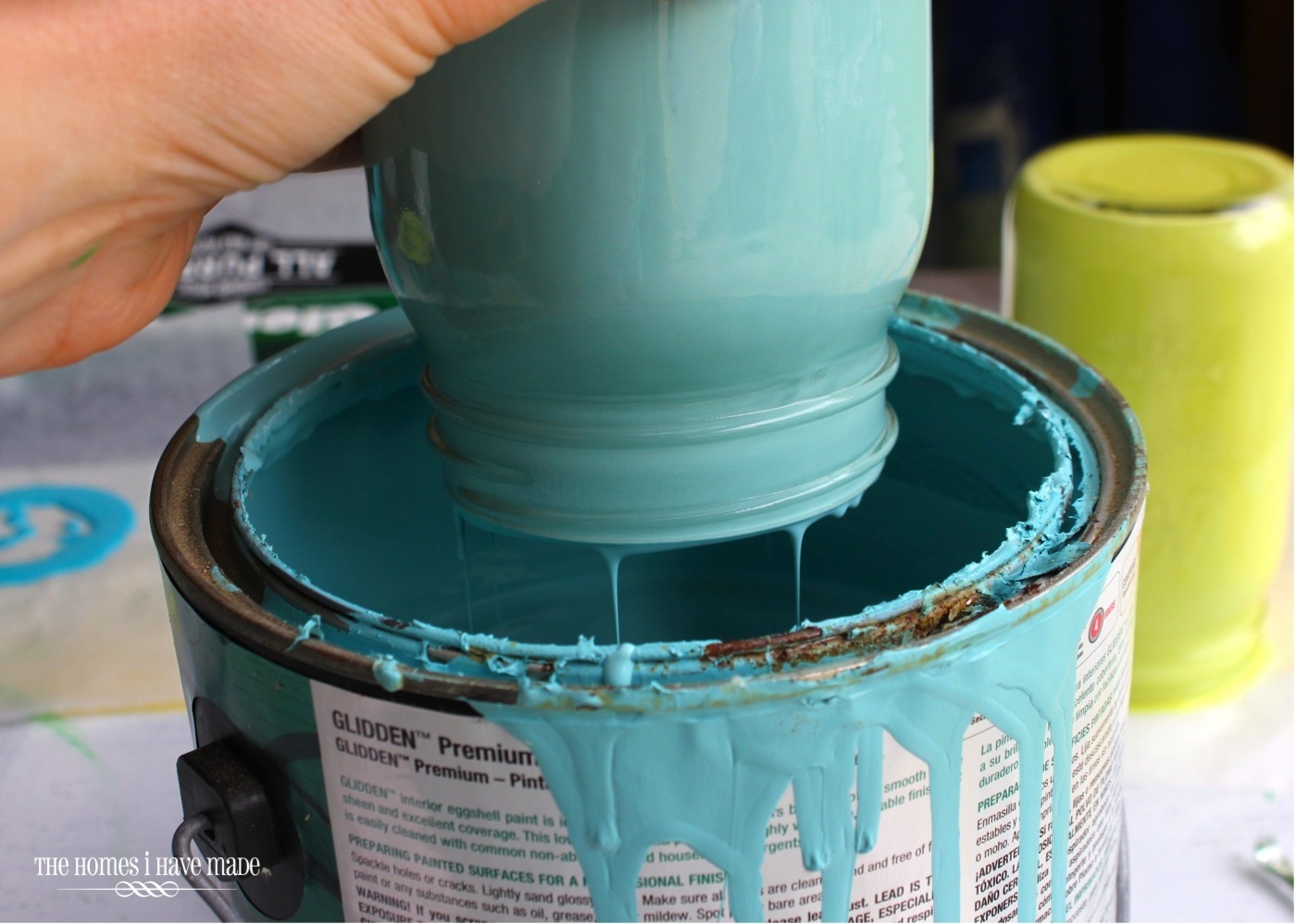 ForRent.com - Decrease Drawer Clutter with Painted Utensil Jars ForRent.com - Let excess paint drip out.