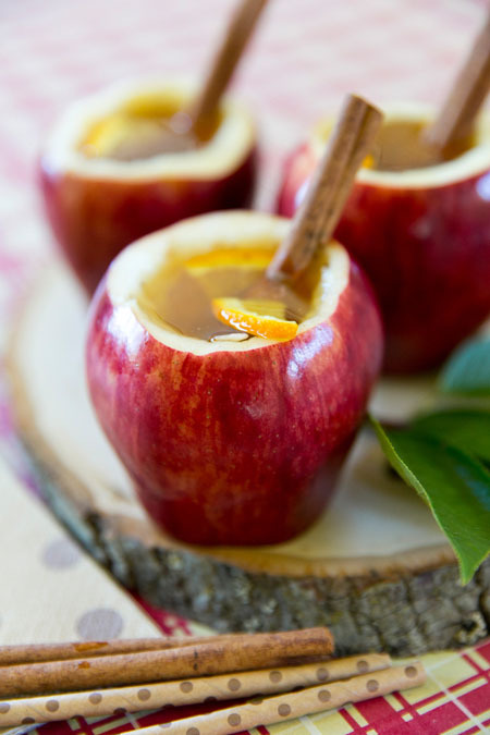 Apple-Cider-Cups-Recipe ForRent.com Cozy up this fall with a cup of easy homemade citrus apple cider in an edible apple cup and cinnamon drink stirrer!