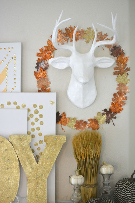 Fall Mantel DIY Leaf Wreath