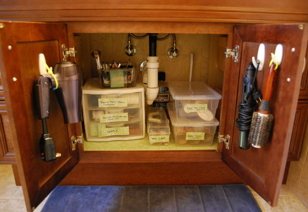 My bathroom was suffering from organizational neglect, so I took the time to freshen it up Get Fresh Bathroom vanity cabinet detail