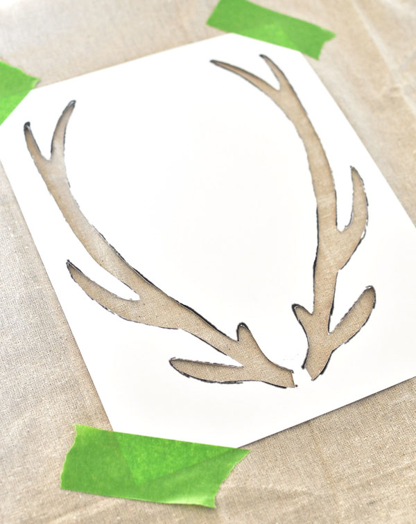 I love this stylish DIY faux antler pillow, let me show you how to do it! Pillow Talk Tape Stencil