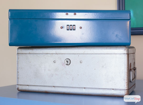 Some of my favorite double-duty decorating and storage solutions are metal boxes and tins Put It In a Box Dresser