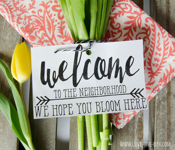 Springtime Housewarming Gift And Free Printable Neighbor Housewarming Gift Tag