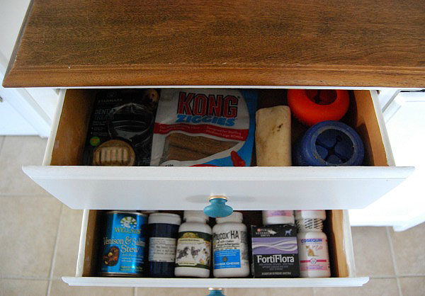 Turn A Dresser Into A Pet Feeding and Care Station: Easy DIY