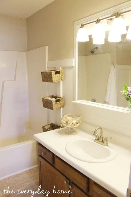 Get creative with your storage! Here are seven super DIY space saving solutions for you Creative Storage baskets on bathroom wall