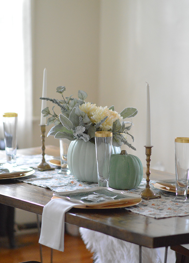 DIY fall centerpiece in green