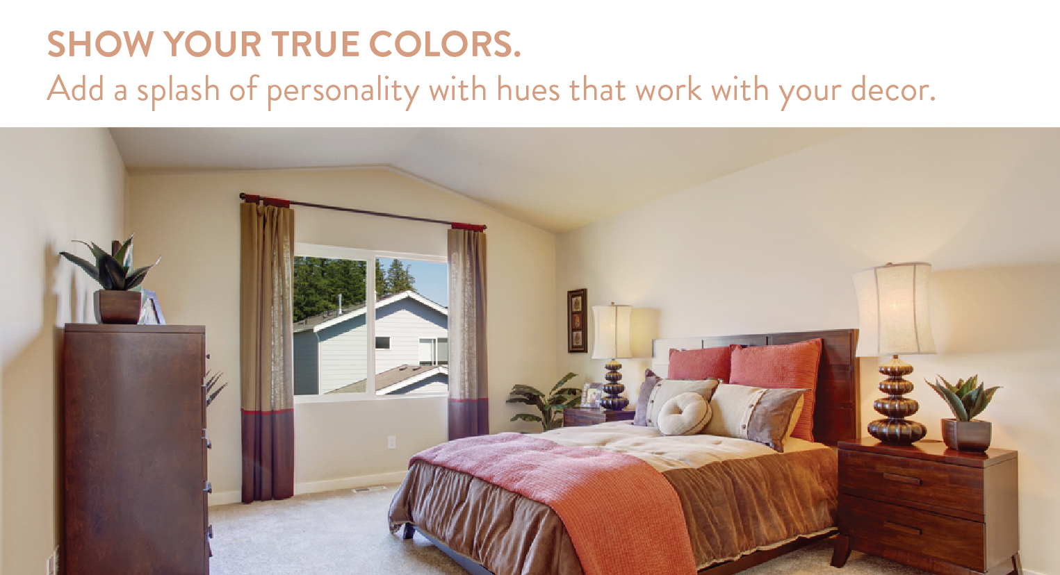 Use pops of color for vaulted ceiling rooms
