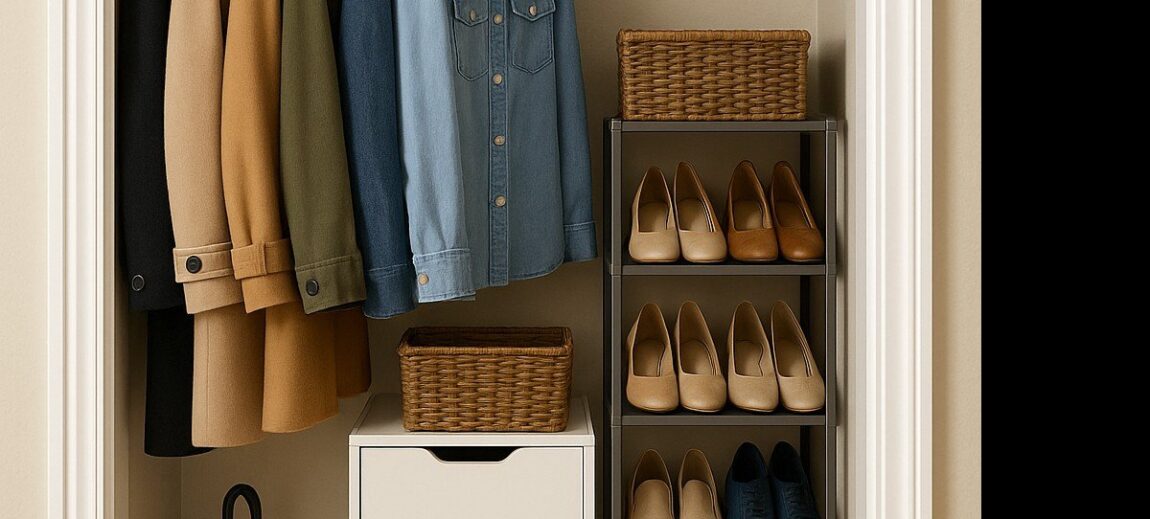 A modular drawer set in a closet.