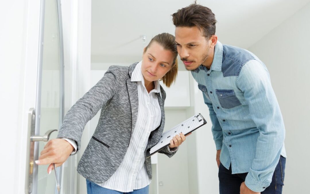 Leasing agent conducting an apartment tour