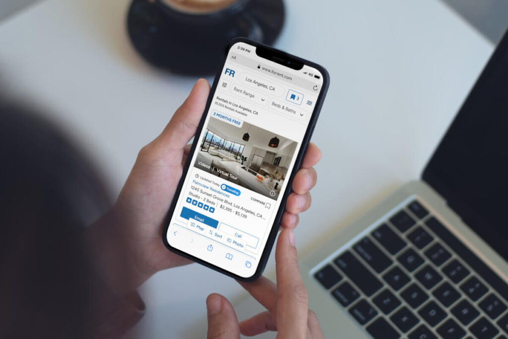 Tenant searches for apartments on ForRent.com.