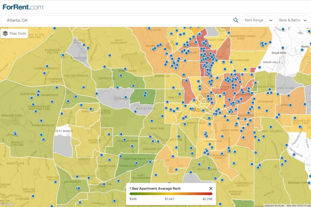 Price Map tool on ForRent.com