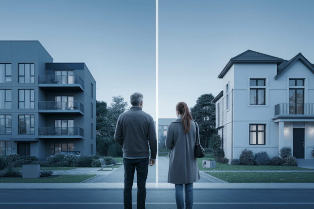 Renters debate between an apartment or single-family home. 