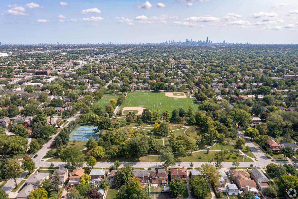 Birds eye view of Oak Park, IL