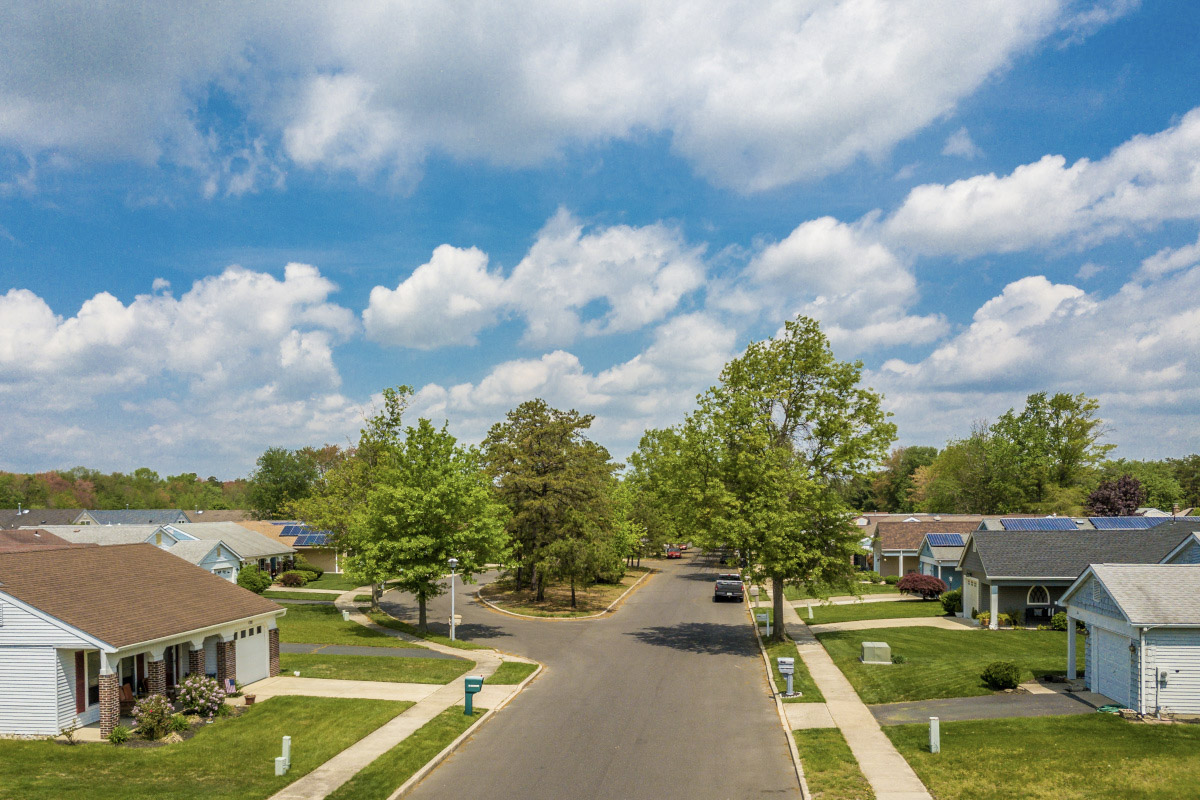 A view of a suburban neighborhood.
