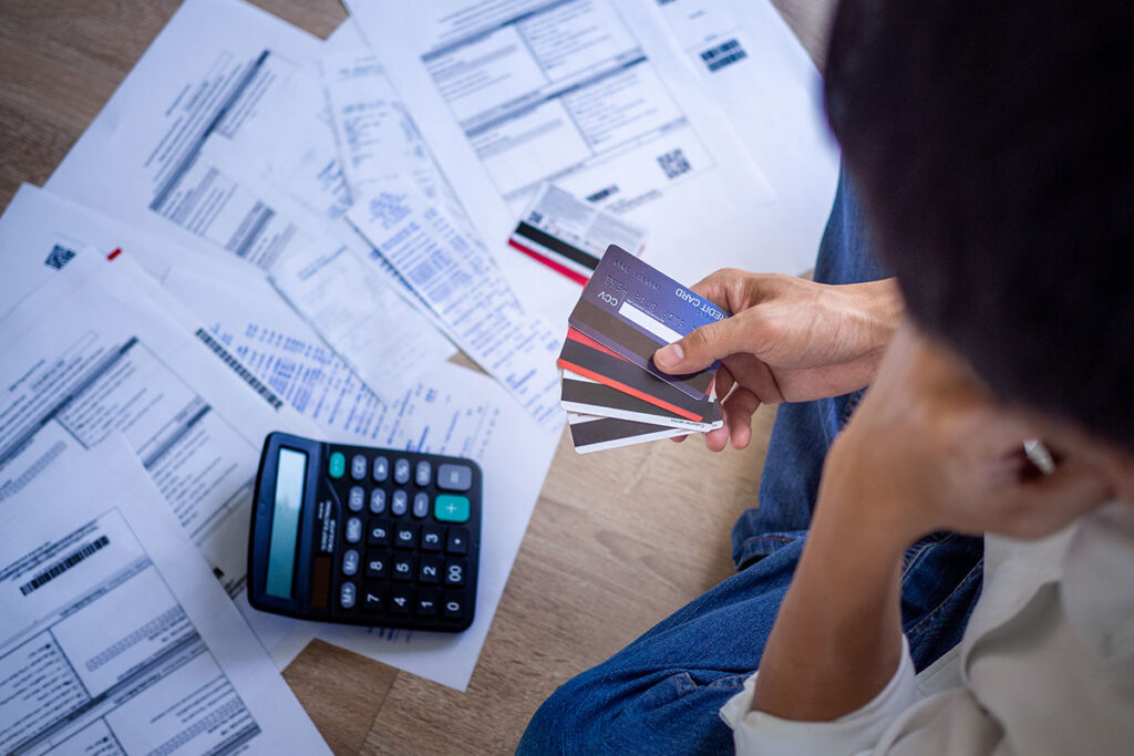Renter calculating their budget. 